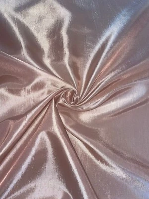 1 METER TWO TONE PEACH/GOLD PLAIN SMOOTH TAFFETA BRIDAL/CURTAIN FABRIC 58” WIDE - Image 1 of 2