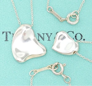 Tiffany & Co. Full Heart 2 Set Necklace 16" Silver925 Auth w/Box s1033-4 - Picture 1 of 9