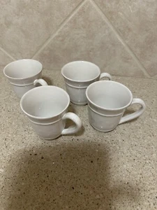 Pottery Barn 4er Set Kaffee Tee Tassen Cambria Steingut weiß Made in Portugal - Bild 1 von 8