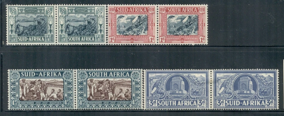 SUDÁFRICA B5-8 SG76-79 MH 1938 Voortrekker Centenario conjunto de 4 pares CV$83 Foto 1 de 1