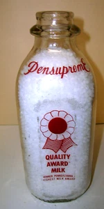 Milk Bottle Quart Pensupreme Dairy Vintage Lancaster/York PA Red Pyro Ribbon 9 " - Picture 1 of 6