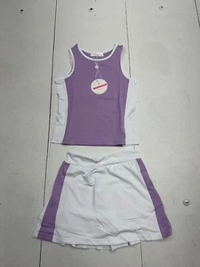 Zaclotre Purple White Athletic 2 Piece Tank Skirt Set Girls Size 5 - Picture 1 of 6
