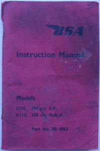 BSA C10 L 250cc SV C11 G 250cc OHV Instruction Manual 1963 - Picture 1 of 1