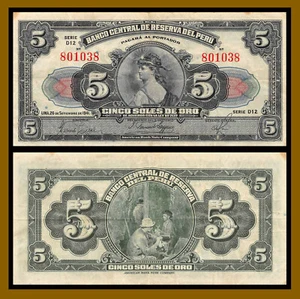 Peru 5 Soles de Oro, 1941 P-66A Cir - Picture 1 of 1