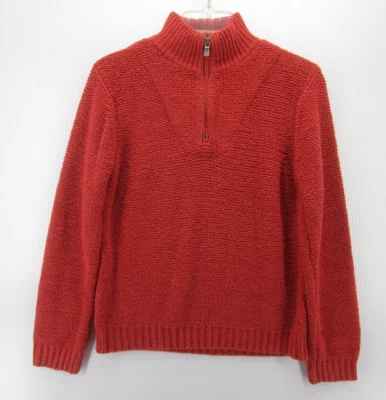 VINTAGE Tommy Bahama Sweater Women Small Orange Pullover 1/4 Zip Italian Yarn - Imagem 1 de 4