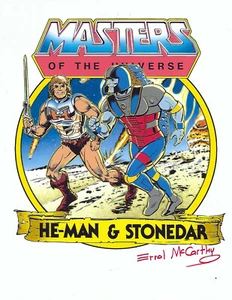 MASTERS OF THE UNIVERSE "He-Man & Stonedar" SIGNED Errol McCarthy 8.5" X 11" - Picture 1 of 1
