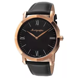 Neu MONTEGRAPPA NeroUno Slim Roségold PVD St. Stahl 40 mm Saphirkristall Schweiz - Bild 1 von 4