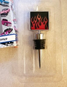 Epic Pink & Orange Flame Enamel Wine Bottle Stopper NIB - Picture 1 of 1