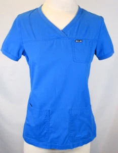 Womens KoI Comfort Scrub Top Solid Blue XS Extra Small - Picture 1 of 7