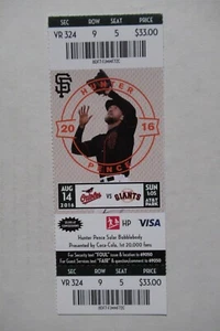 SAN FRANCISCO GIANTS VS ORIOLES 8/14/2016 FULL TICKET ~ HUNTER PENCE HR - Picture 1 of 1
