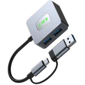USB-C HUB 4 in 2 Adapter with 4Pcs USB-A 3.2 Gen 2 Ports 10 Gb/s Data Transfer - Picture 1 of 6