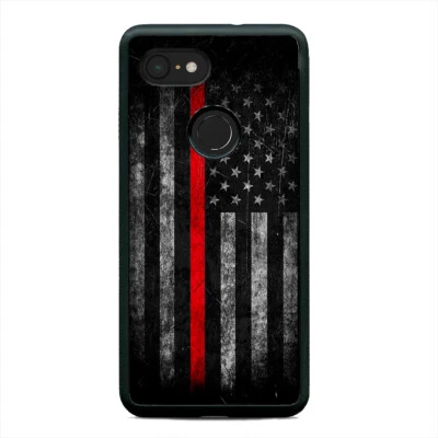 Red Thin Line Distressed USA Flag Case Cover For Google Pixel 3 3XL 2XL - Image 1 of 4