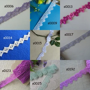 5-10 Yards 1"-1.25'' Wide Rayon Venise Lace Purplish Red,White, Green, Grey zhs5 - Picture 1 of 10