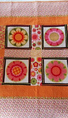 Manta de regazo edredón máquina acolchada cuna cosida a mano algodón ligero retro Foto 1 de 4