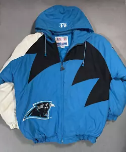 North Carolina Panthers NFL Vtg Logo Athletic Shark Tooth Hoodie Jacket Coat -L - Picture 1 of 22