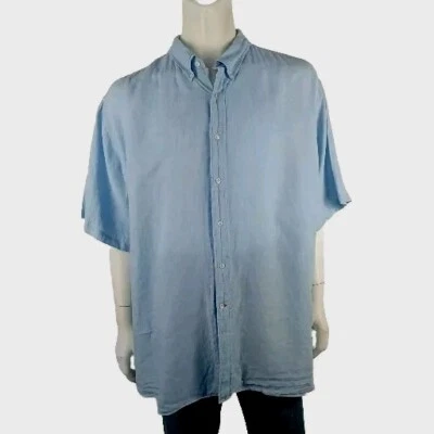DANIEL CREMIEUX mens sz 3X 3G shirt blue 100% linen tailored fit Italian fabric - Image 1 of 4