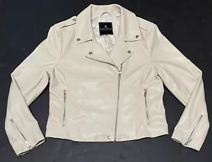 Bagatelle Motorcycle Faux Leather Jacket Size L Full Zip Chic Edgy Moto 960A - Picture 1 of 4