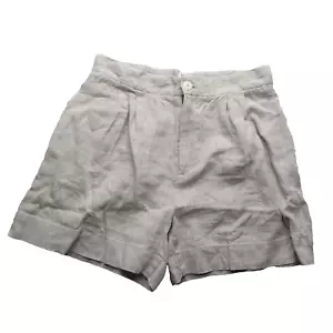 ESBY Made In USA Women's Beige High Waist 100% Linen Relaxed Fit Shorts Size 6 - Picture 1 of 10