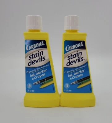 2x Carbona Stain Devils #1 Specialty Stain Remover 3 Ink Marker & Crayon 1.7 oz