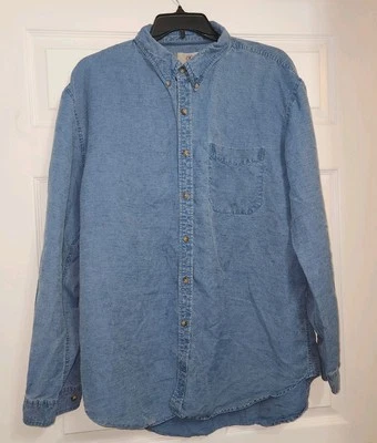 Vtg The Territory Ahead Silk Linen Blend Button Down Shirt Mens XXL Blue - Image 1 of 4