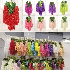 12Stk Kunstblumen Wisteria Hochzeit Girlande Hängende Künstliche Glyzinien Dekor - Bild 1 von 26