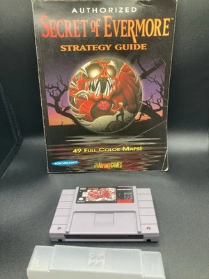 Secret of Evermore SNES Authentic With Official Strategy Guide Maps Book. Tested - Image 1 of 4