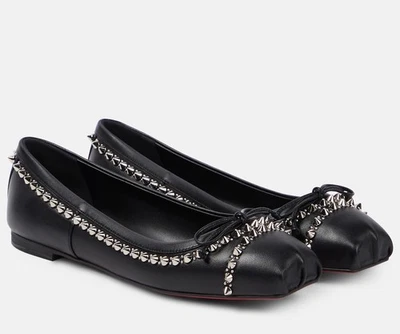 CHRISTIAN LOUBOUTIN Mamadrague Picos Cuero Ballet Pisos Negro 40.5 $945 Foto 1 de 4