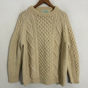 Maglione lana irlandese lavorato a mano Patricia Kenny adatto per uomo L pescatore cavo Gorpcore - Foto 1 di 9