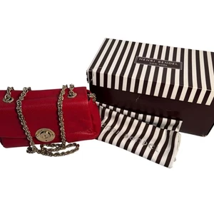 Henri Bendel Umhängetasche rot Leder Vintage mit Staub und Box - Bild 1 von 16
