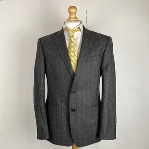 Paul Costelloe Tweed Blazer Jacket Men's 42R Dark Grey Check Herringbone Sport - Picture 1 of 15