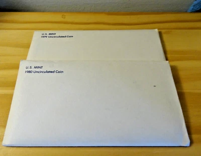 1979 and 1980 Uncirculated Coin Set U.S Mint Original Government Envelopes - Image 1 of 4