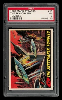 1962 Mars Attacks Set-Break #10 The Skyscraper Tumbles PSA 7 casi nuevo Foto 1 de 3