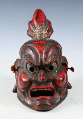 Old Vintage Japanese Paper Clay NOH MASK -Nio Guardians- Rare Product - Image 1 of 4