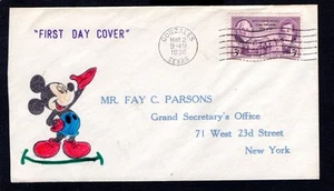 US 776 MICKEY MOUSE Art Hand Painted FDC, GONZALEZ Texas 1936 - Picture 1 of 2