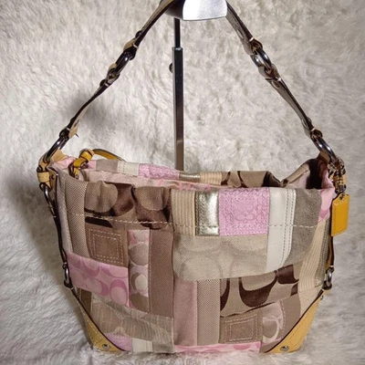 Coach Shoulder Bag Pink Beige Hobo Patchwork 13720 - Image 1 of 4