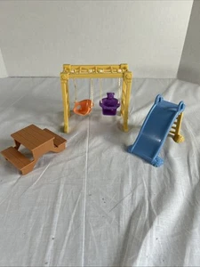 Fisher-Price Loving Family Dollhouse Playground Swing-set Slide Picnic Table LOT - Picture 1 of 4