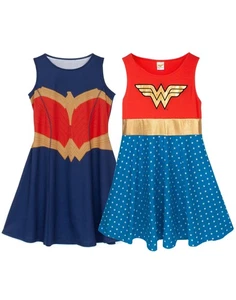 DC Comics Red Logo Sleeveless Skater Dress Girls - Picture 1 of 27