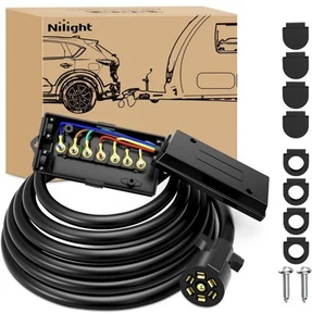 Nilight 7 Way Trailer RV Cord Cold Weather Wire Double Contact Plug 12" New Box - Bild 1 von 8
