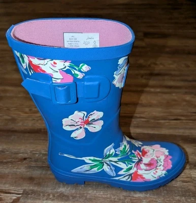 Joules Molly Welly 女式蓝色花卉印花雨靴 8 码 — 第 1/4 张图片