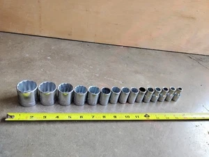 Craftsman 15 Pc  1/2" Drive 12PT METRIC Shallow Socket Set V Series 32-9mm USA - Picture 1 of 13