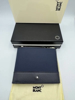 Cartera plegable Montblanc Sartorial de cuero azul marino MB118390 sin usar Foto 1 de 4