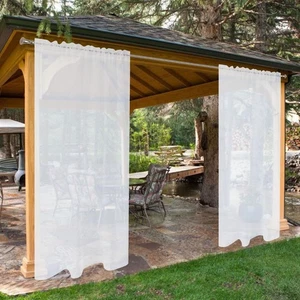 Waterproof Outdoor Sheer Curtains for Patio - 2 Panels Rod Pocket Indoor Voil... - Picture 1 of 9