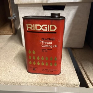 Rare Vintage Ridgid Thread Cutting Oil One Quart Can Neat Advertising 90% Full - Bild 1 von 12