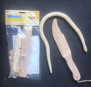 Wooden Toy Adventure LOT - Handmade Bowie Knife, Snake, Model Airplane - Picture 1 of 6