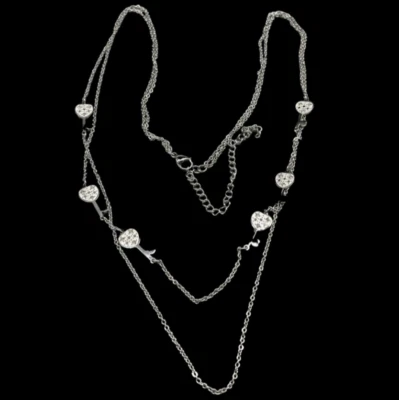 Collana femminile doppio girocollo donna chiavi acciaio inox regolabile firmata. - Immagine 1 di 4