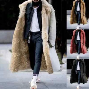 Mens Coat 2025 Winter New Thickened Imitation Fur Jackets Solid Cardigan Male - Picture 1 of 28