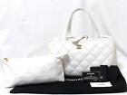 CHANEL Wild stitch Leather Hand bag OFFWhite With pouch 240422N