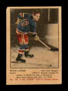 1951-52 Parkhurst #96 Edgar Laprade VG/VGEX RC Rookie NY Rangers 539670 - Picture 1 of 2