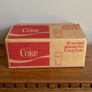 Vintage Coca Cola 12 oz. Glasses Libbey Safe Edge Tumblers NOS Case of 12 - Picture 1 of 11