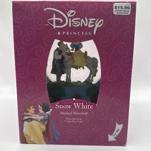 NEW Disney Snow White & The 7 Dwarfs Snow Globe Enesco music box Love Truly NIB - Picture 1 of 4